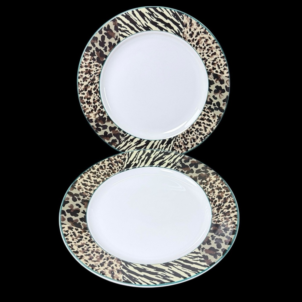 Vitromaster Jungle Animal‎ Print Dinner Plate 1993 Set Of 2